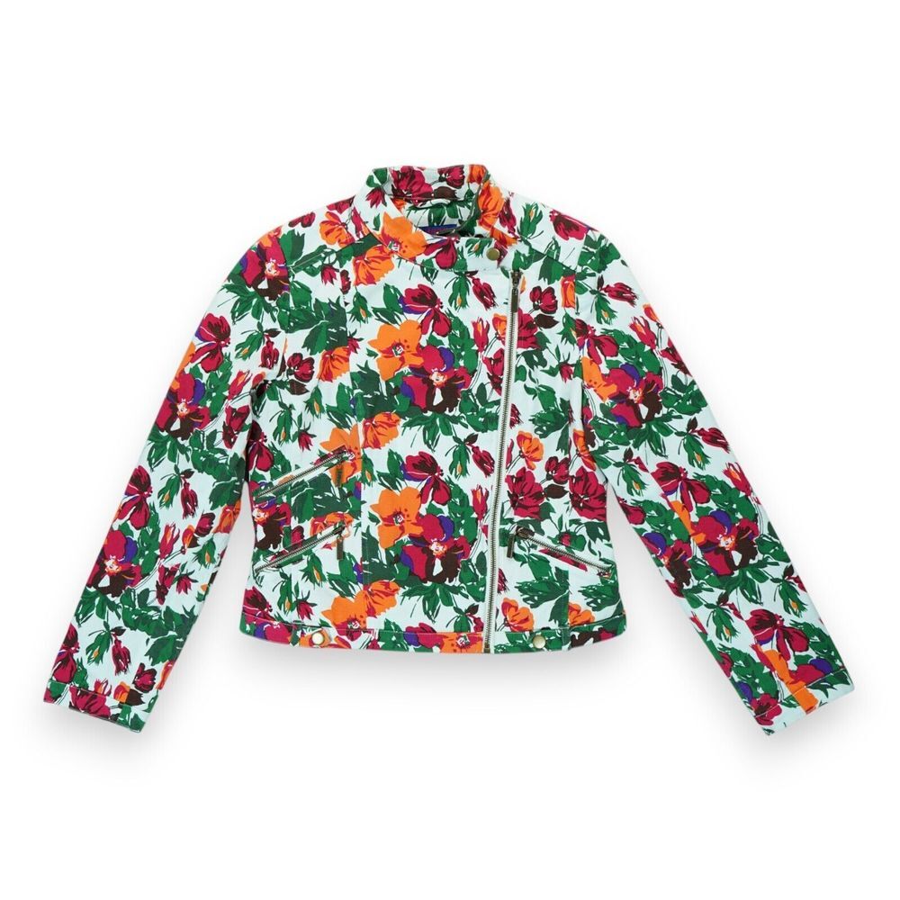 Twiggy London Floral Twill Multi-Zip Moto Jacket 323552-A‎ - XS